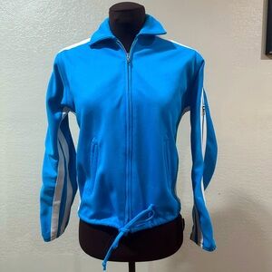 Vintage 1980s Blue and White Track Athletic Jacket S